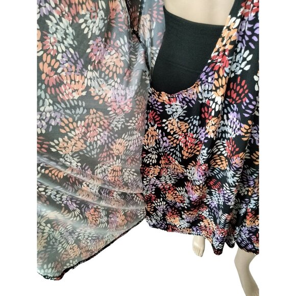 Avenue Plus Size 22/24 Dress Faux Wrap Abstract Leaf Print 3/4 Sleeves Tie Waist - Picture 3 of 9